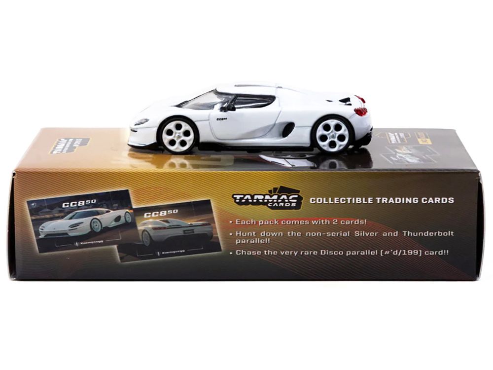 Koenigsegg CC850 White with Tarmac Cards "Global64" Series 1/64 Diecast Model by Tarmac Works view 4