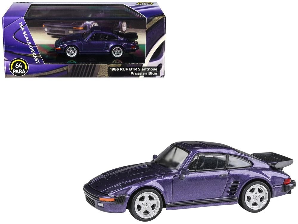 1986 RUF BTR Slantnose Prussian Blue Metallic 1/64 Diecast Model Car by Paragon Models