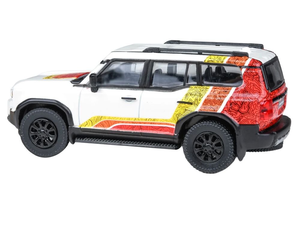 2024 Toyota Land Cruiser 250 Prado White with "TRD" Stripes 1/64 Diecast Model Car by Paragon Models view 2