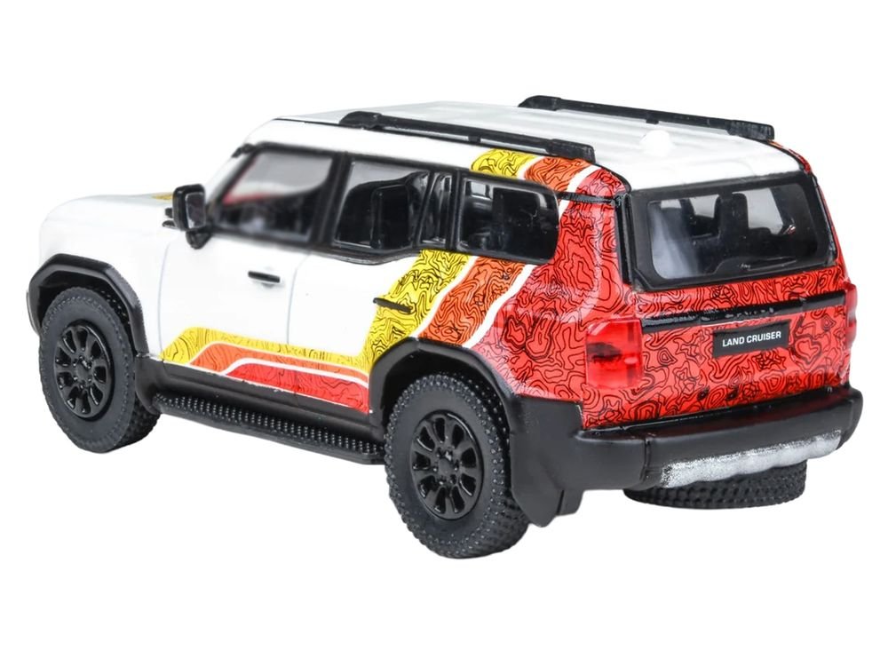 2024 Toyota Land Cruiser 250 Prado White with "TRD" Stripes 1/64 Diecast Model Car by Paragon Models view 4