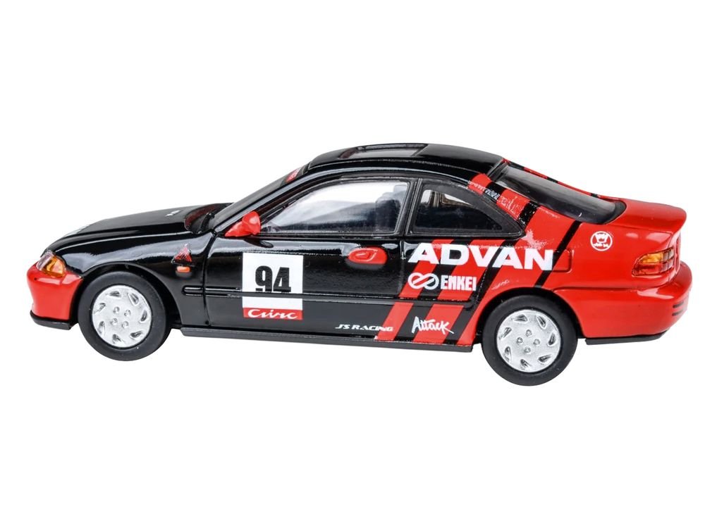 1995 Honda Civic Coupe EJ1 #94 "Autocross - ADVAN" Black and Red 1/64 Diecast Model Car by Paragon Models view 2