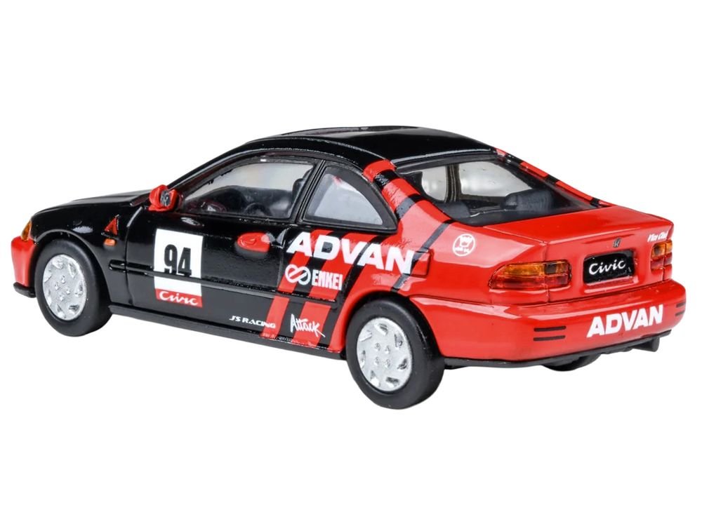 1995 Honda Civic Coupe EJ1 #94 "Autocross - ADVAN" Black and Red 1/64 Diecast Model Car by Paragon Models view 3