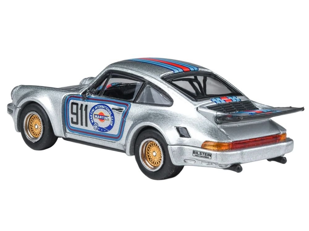 Porsche 911 Carrera RSR 3.0 "Martini Racing" Silver Metallic with Stripes 1/64 Diecast Model Car by Paragon Models view 4