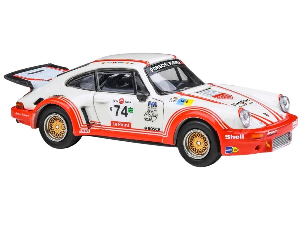 Porsche 911 Carrera RSR 3.0 #74 "Aurora Racing" White with Red Stripes 1/64 Diecast Model Car by Paragon Models view 2
