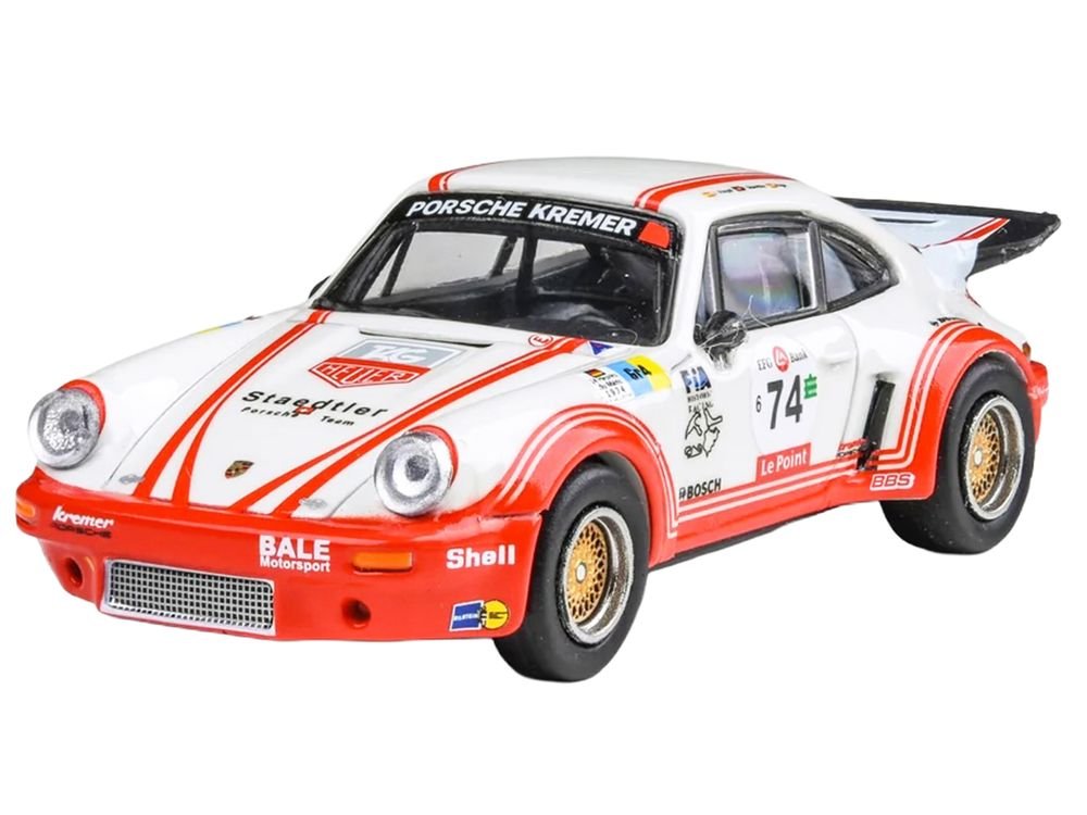 Porsche 911 Carrera RSR 3.0 #74 "Aurora Racing" White with Red Stripes 1/64 Diecast Model Car by Paragon Models view 3