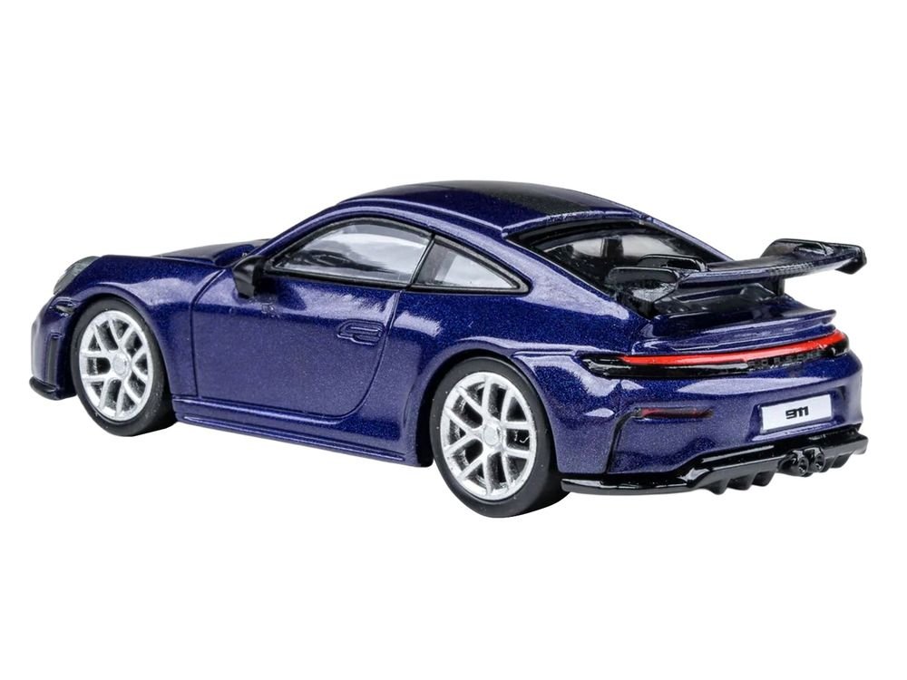 2025 Porsche 911 GT3 (992.2) Gentian Blue Metallic with Carbon Stripe 1/64 Diecast Model Car by Paragon Models view 3