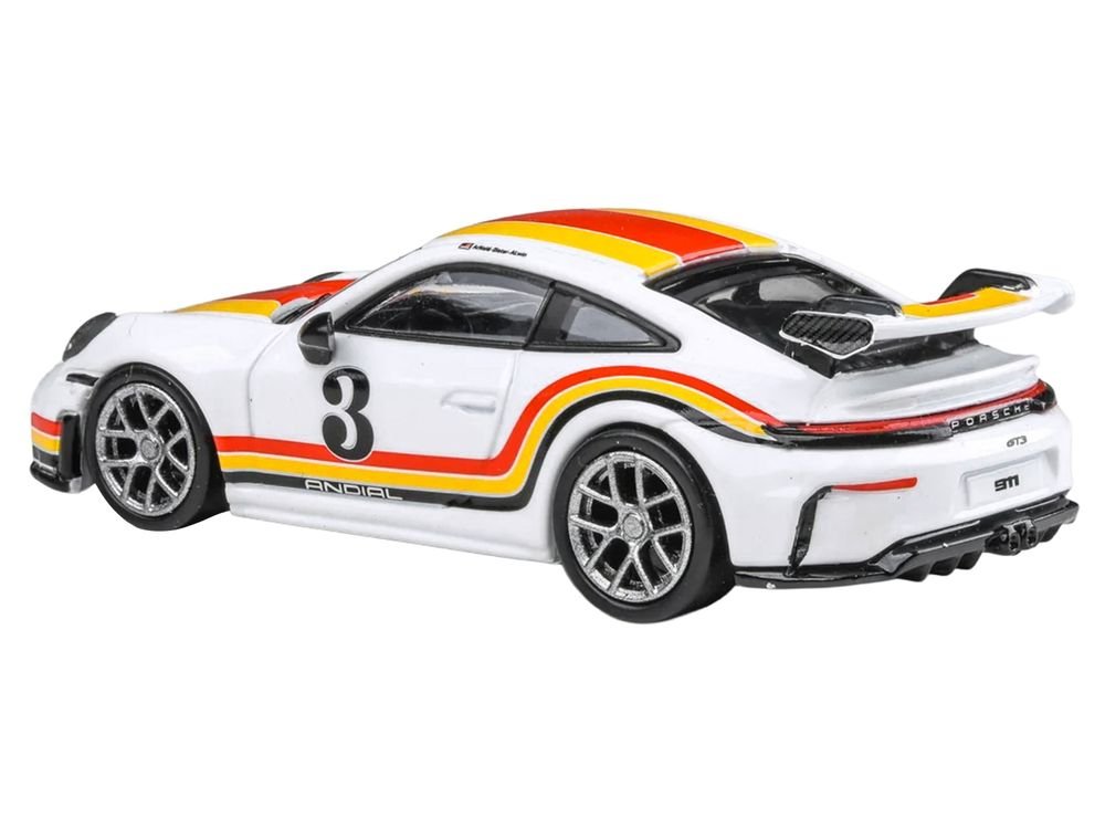 2025 Porsche 911 GT3 (992.2) #3 "Andial Livery" White with Stripes 1/64 Diecast Model Car by Paragon Models view 2