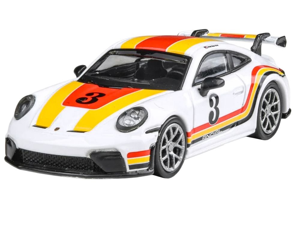 2025 Porsche 911 GT3 (992.2) #3 "Andial Livery" White with Stripes 1/64 Diecast Model Car by Paragon Models view 3