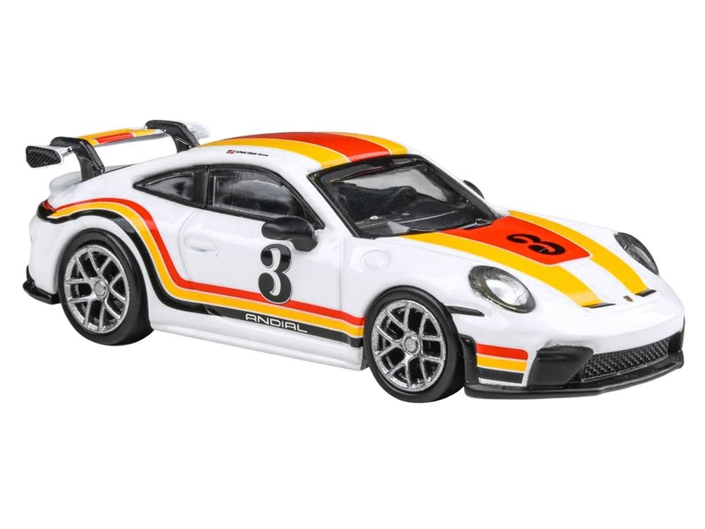 2025 Porsche 911 GT3 (992.2) #3 "Andial Livery" White with Stripes 1/64 Diecast Model Car by Paragon Models view 4