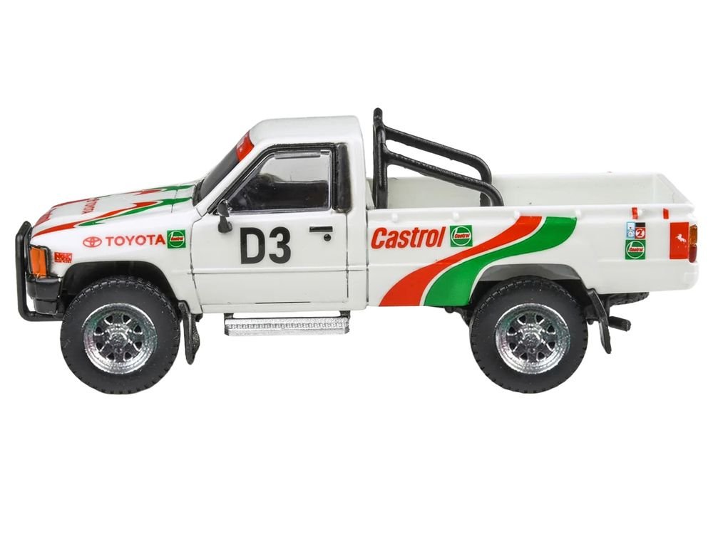 Toyota Hilux Pickup Truck #D3 "Castrol" White with Graphics "Rustenburg 400 Rally" (1995) 1/64 Diecast Model Car by Paragon Models view 2