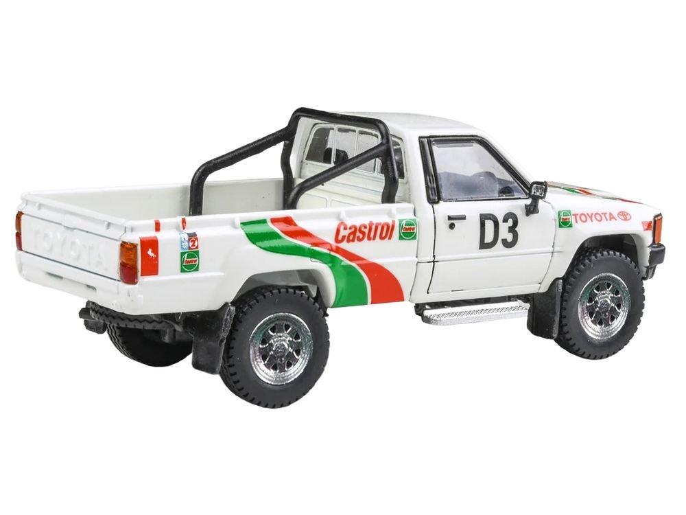 Toyota Hilux Pickup Truck #D3 "Castrol" White with Graphics "Rustenburg 400 Rally" (1995) 1/64 Diecast Model Car by Paragon Models view 3