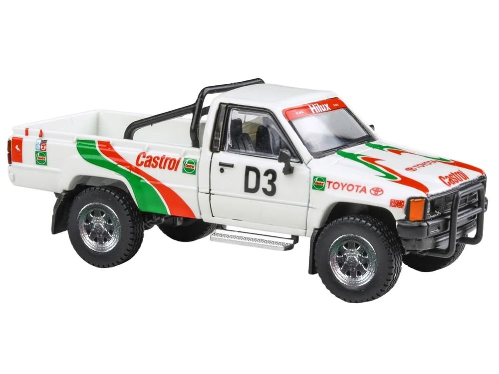 Toyota Hilux Pickup Truck #D3 "Castrol" White with Graphics "Rustenburg 400 Rally" (1995) 1/64 Diecast Model Car by Paragon Models view 4