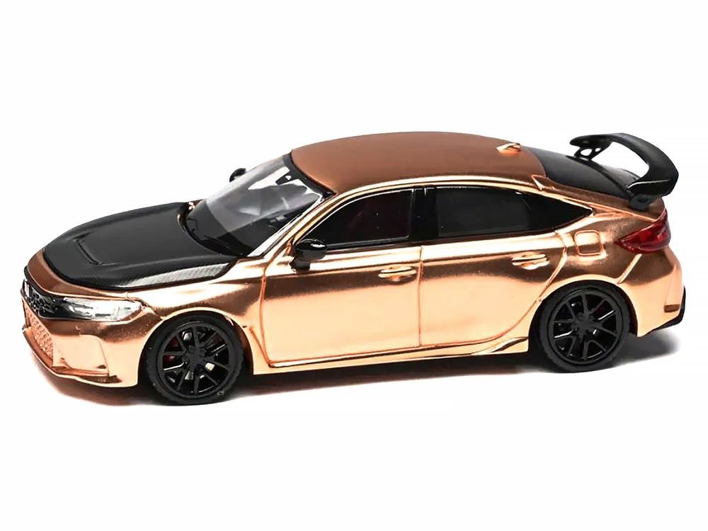 Honda Civic Type R (FL5) RHD (Right Hand Drive) Electroplating Copper Metallic with Carbon Hood "Hong Kong Toycar Salon 2025" "Senior 64" Series Limited Edition to 599 pieces Worldwide 1/64 Diecast Model Car by MotorHelix view 2
