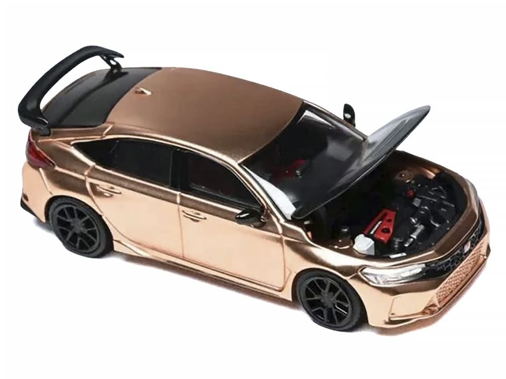 Honda Civic Type R (FL5) RHD (Right Hand Drive) Electroplating Copper Metallic with Carbon Hood "Hong Kong Toycar Salon 2025" "Senior 64" Series Limited Edition to 599 pieces Worldwide 1/64 Diecast Model Car by MotorHelix view 3