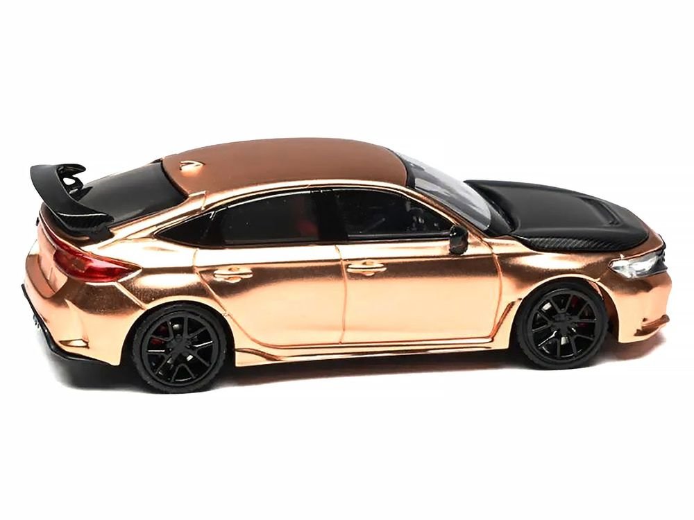 Honda Civic Type R (FL5) RHD (Right Hand Drive) Electroplating Copper Metallic with Carbon Hood "Hong Kong Toycar Salon 2025" "Senior 64" Series Limited Edition to 599 pieces Worldwide 1/64 Diecast Model Car by MotorHelix view 4