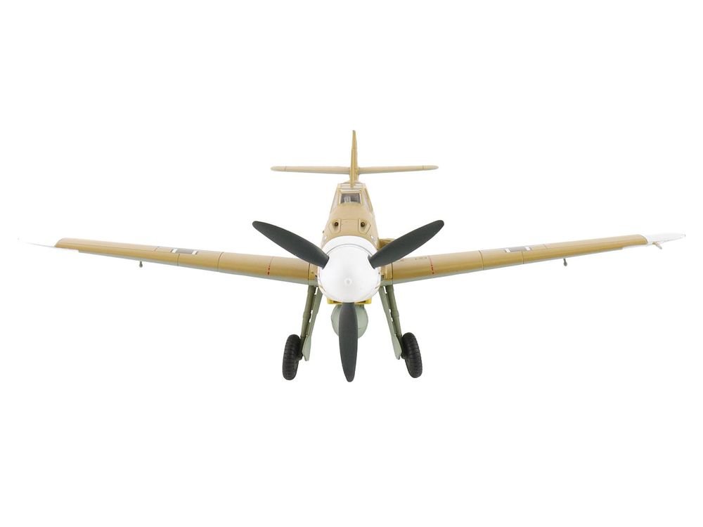 Messerschmitt Bf 109F-4 Fighter Aircraft "Marseille Yellow 14 3./JG27 Egypt" (1942) German Luftwaffe "Air Power Series" 1/48 Diecast Model by Hobby Master view 3