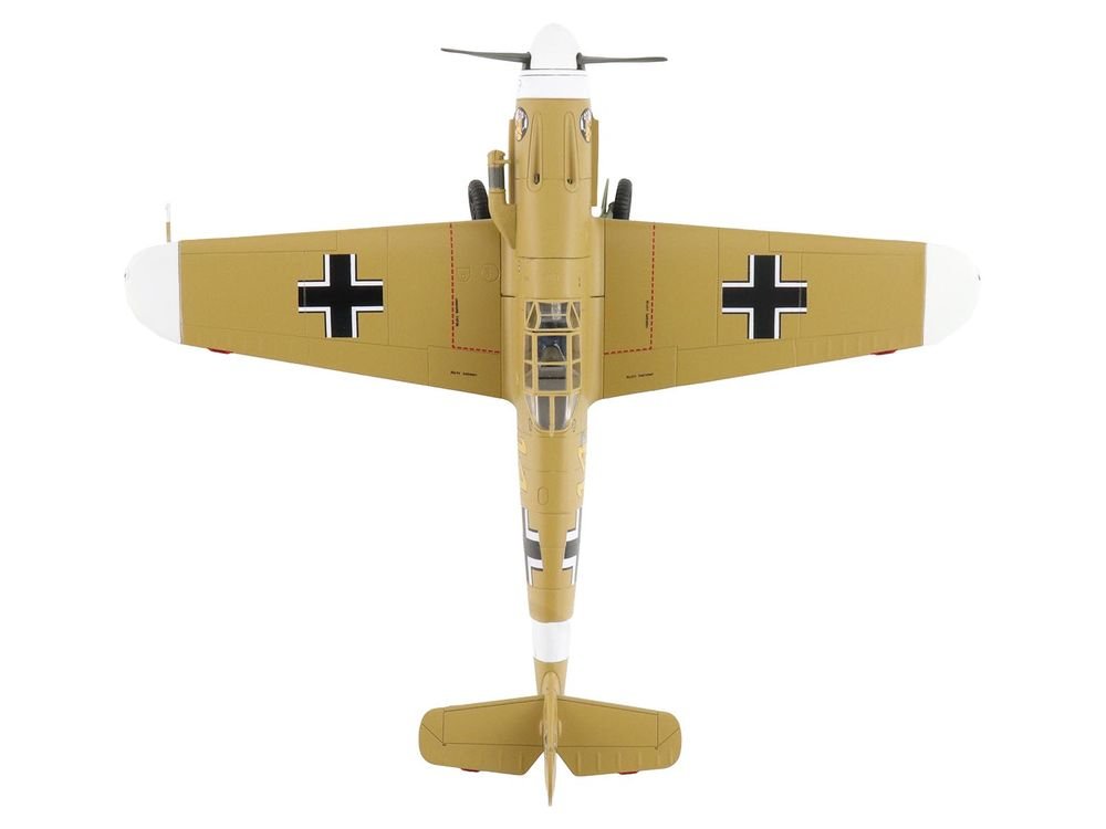 Messerschmitt Bf 109F-4 Fighter Aircraft "Marseille Yellow 14 3./JG27 Egypt" (1942) German Luftwaffe "Air Power Series" 1/48 Diecast Model by Hobby Master view 4