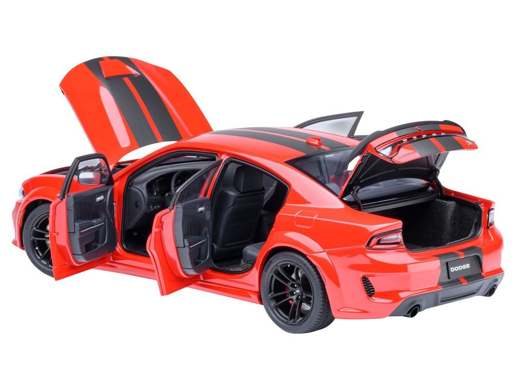 Dodge Charger Scat Pack Widebody Torred with Carbon Stripes 1/18 Model Car by Autoart view 2