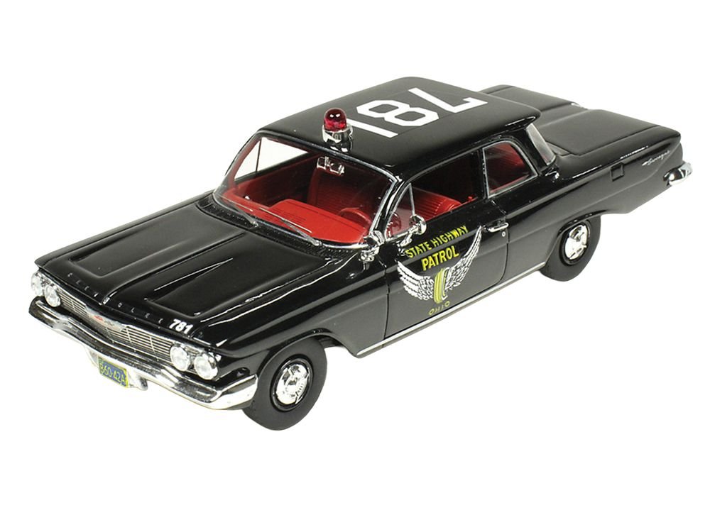 1961 Chevrolet Biscayne "Ohio State Highway Patrol" Black with Red Interior Limited Edition to 150 pieces Worldwide 1/43 Model Car by Goldvarg Collection view 2