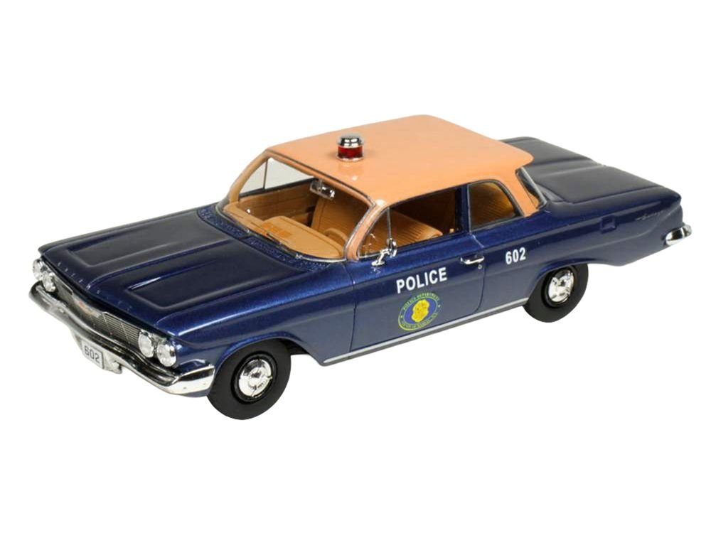 1961 Chevrolet Biscayne "Nassau County Police Department" Blue Metallic with Beige Top Limited Edition to 150 pieces Worldwide 1/43 Model Car by Goldvarg Collection view 2