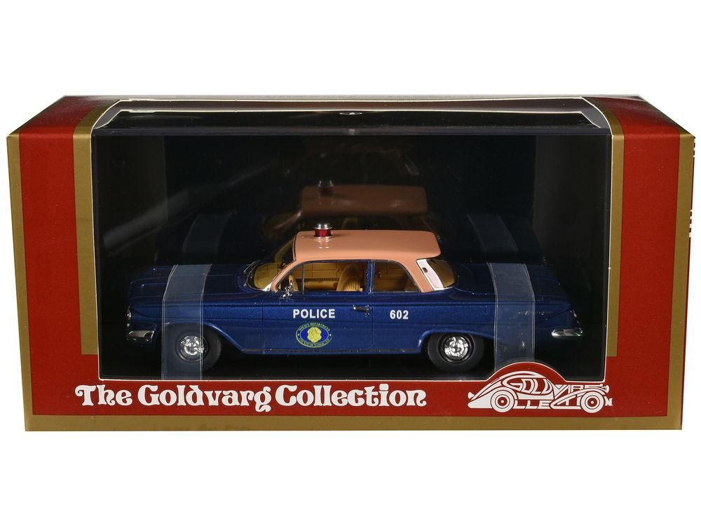 1961 Chevrolet Biscayne "Nassau County Police Department" Blue Metallic with Beige Top Limited Edition to 150 pieces Worldwide 1/43 Model Car by Goldvarg Collection view 3