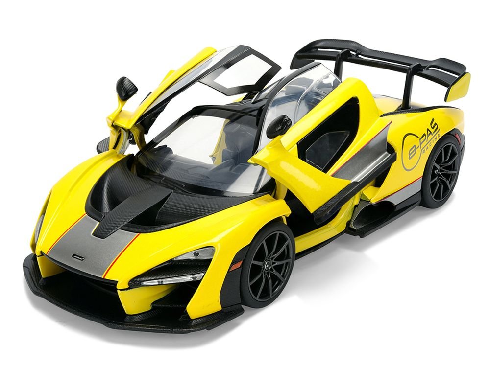 McLaren Senna "8-PAS Racing" Yellow Metallic with Black Top "Hyper-Spec" Series 1/24 Diecast Model Car by Jada view 2