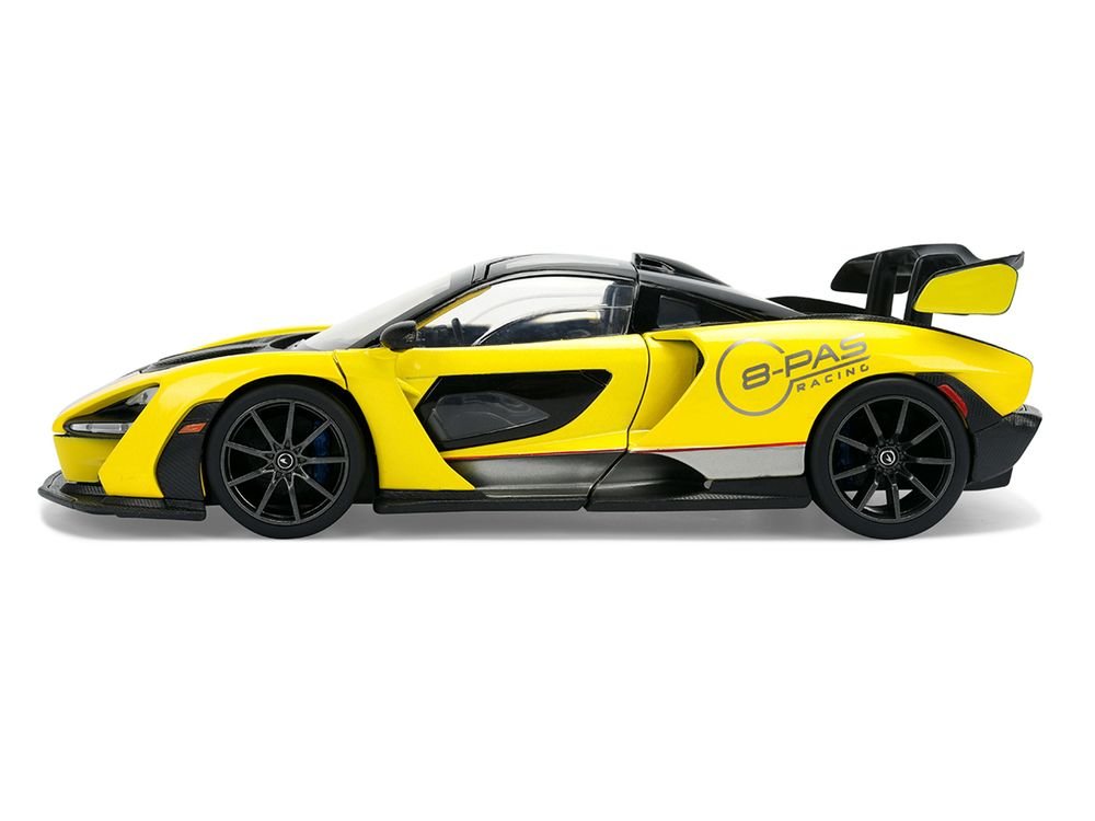 McLaren Senna "8-PAS Racing" Yellow Metallic with Black Top "Hyper-Spec" Series 1/24 Diecast Model Car by Jada view 3