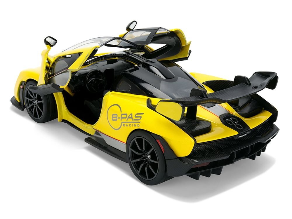 McLaren Senna "8-PAS Racing" Yellow Metallic with Black Top "Hyper-Spec" Series 1/24 Diecast Model Car by Jada view 4