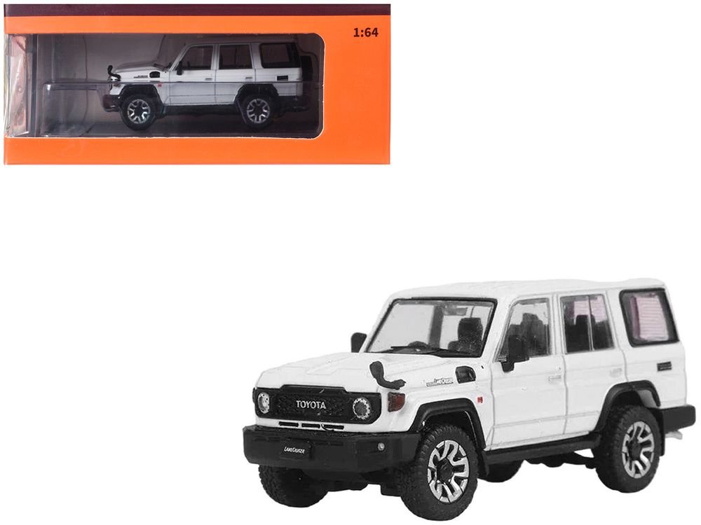Toyota Land Cruiser (J76) RHD (Right Hand Drive) White 1/64 Diecast Model Car by GCD