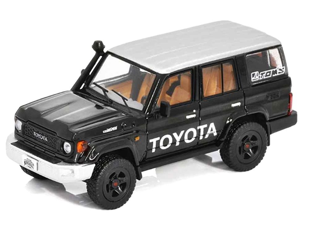 Toyota Land Cruiser (J76) Black with Silver Metallic Top 1/64 Diecast Model Car by GCD view 2