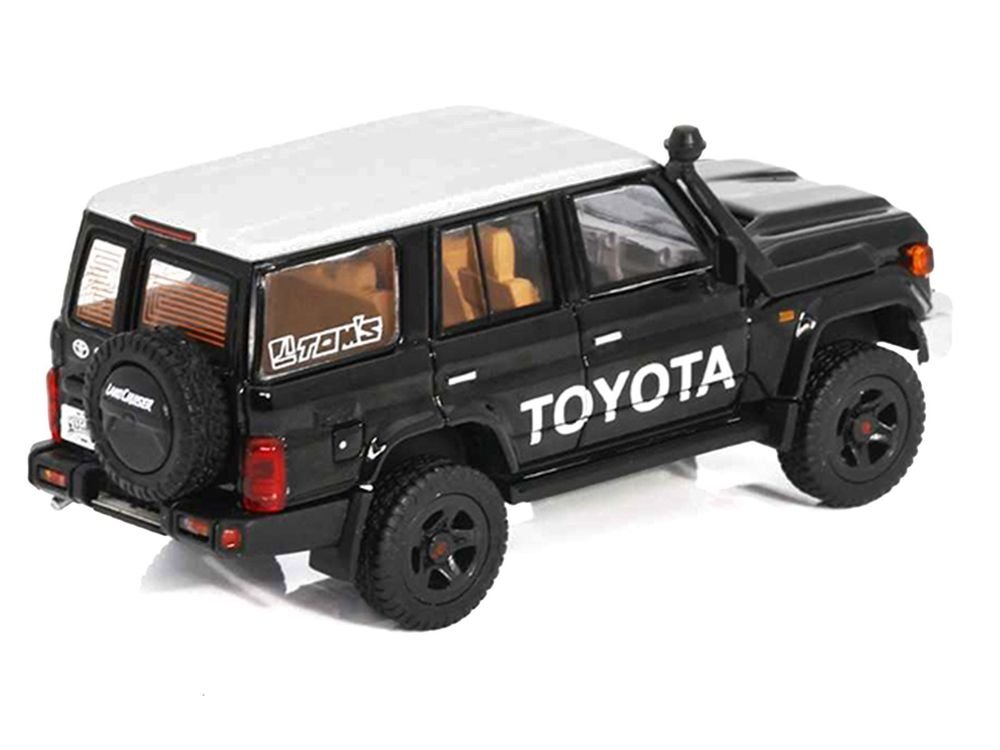 Toyota Land Cruiser (J76) Black with Silver Metallic Top 1/64 Diecast Model Car by GCD view 3