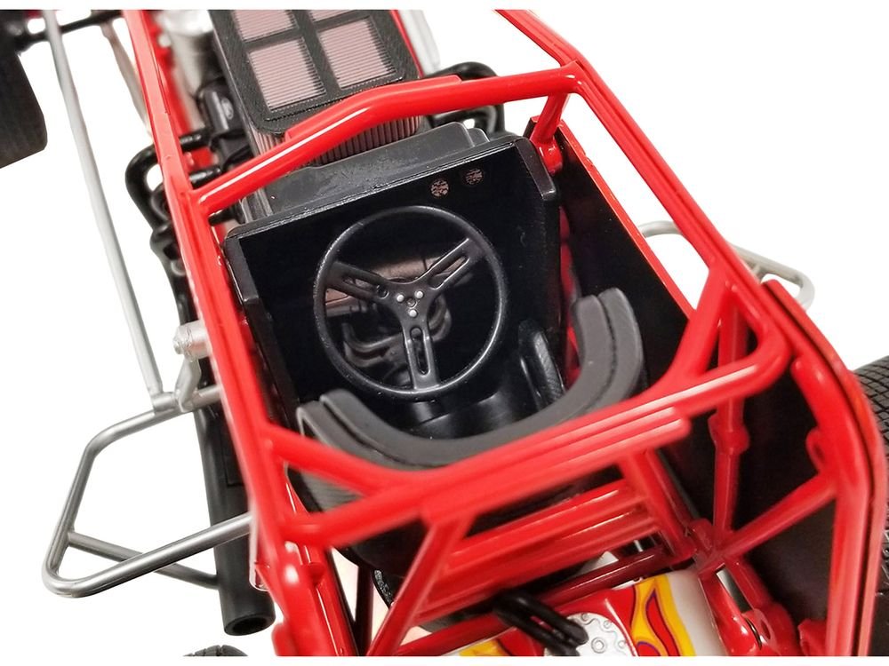 Winged Sprint Car #104+ Jeff Swindell "Octane Boost" Red with Graphics "National Sprint Car Hall of Fame" 1/18 Diecast Model Car by ACME view 3