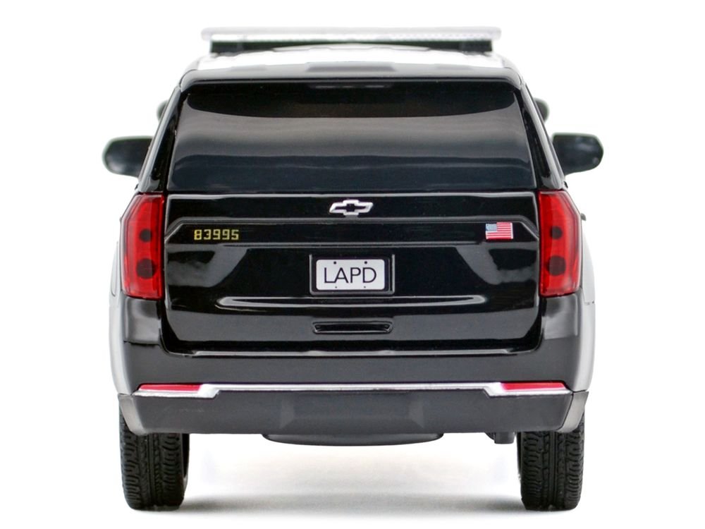 2025 Chevrolet Tahoe Police Pursuit Vehicle "Los Angeles Police Department (LAPD)" Black and White "Law Enforcement and Public Service" Series 1/24 Diecast Model Car by Motormax view 4