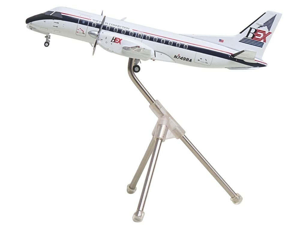 Saab 340A Commercial Aircraft "Delta Connection - Business Express Airlines" (N749BA) White with Dark Blue and Red Stripes "Gemini 200" Series 1/200 Diecast Model by GeminiJets view 2