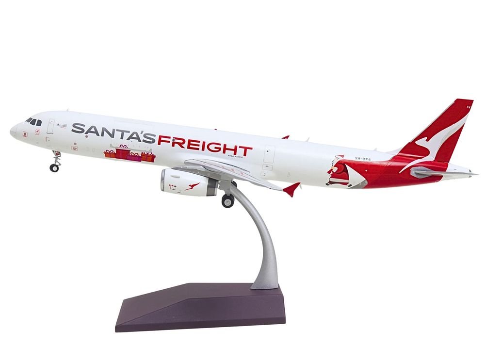 Airbus A321P2F Commercial Aircraft "Qantas Freight - Santa’s Freight" (VH-XF4) White with Graphics and Red Tail "Gemini 200" Series 1/200 Diecast Model by GeminiJets view 2