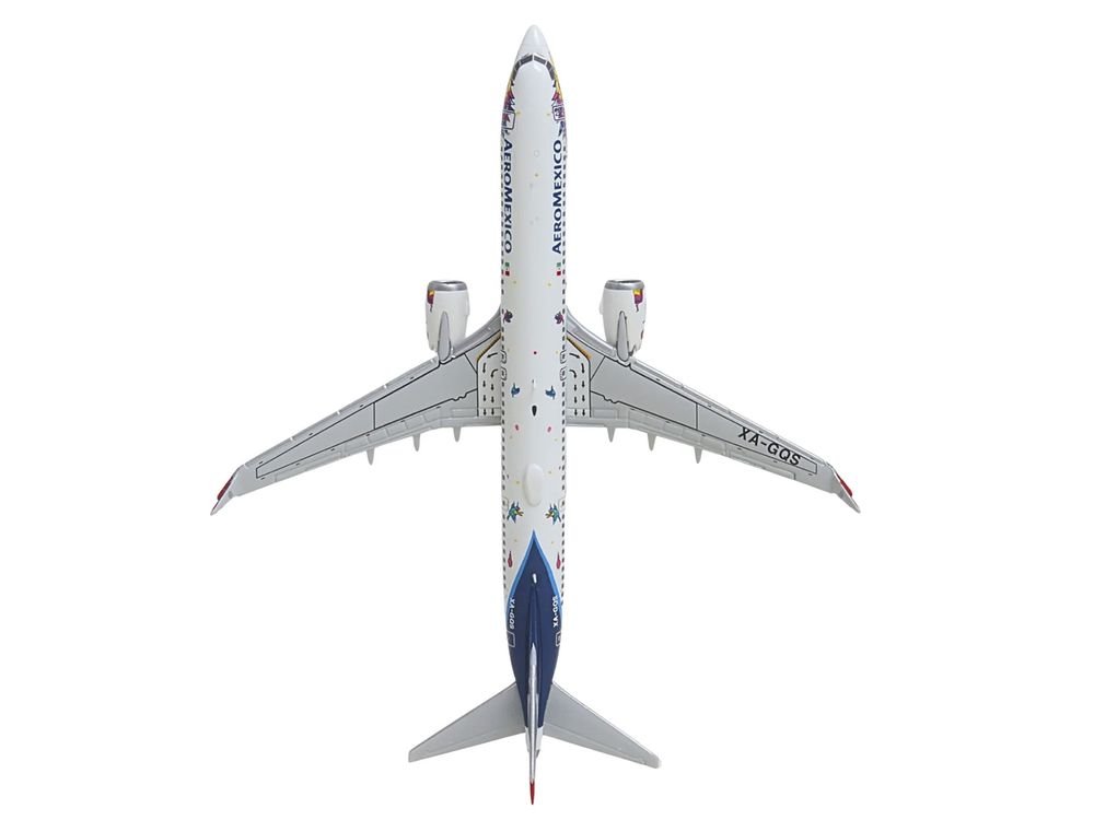 Boeing 737 MAX 9 Commercial Aircraft "Aeromexico - Kukulcan" (XA-GQS) White with Graphics and Blue Tail 1/400 Diecast Model by GeminiJets view 3