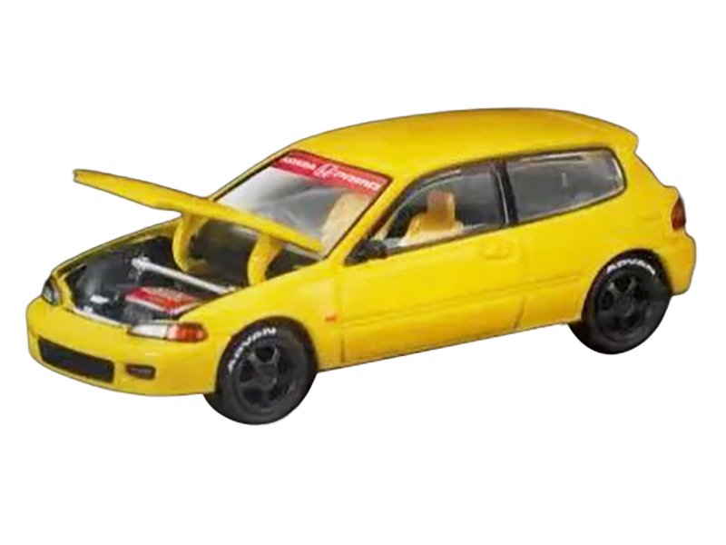 Honda Civic EG6 RHD (Right Hand Drive) Yellow "Vancouver 2026 Event Edition" 1/64 Diecast Model Car by Pop Race view 2