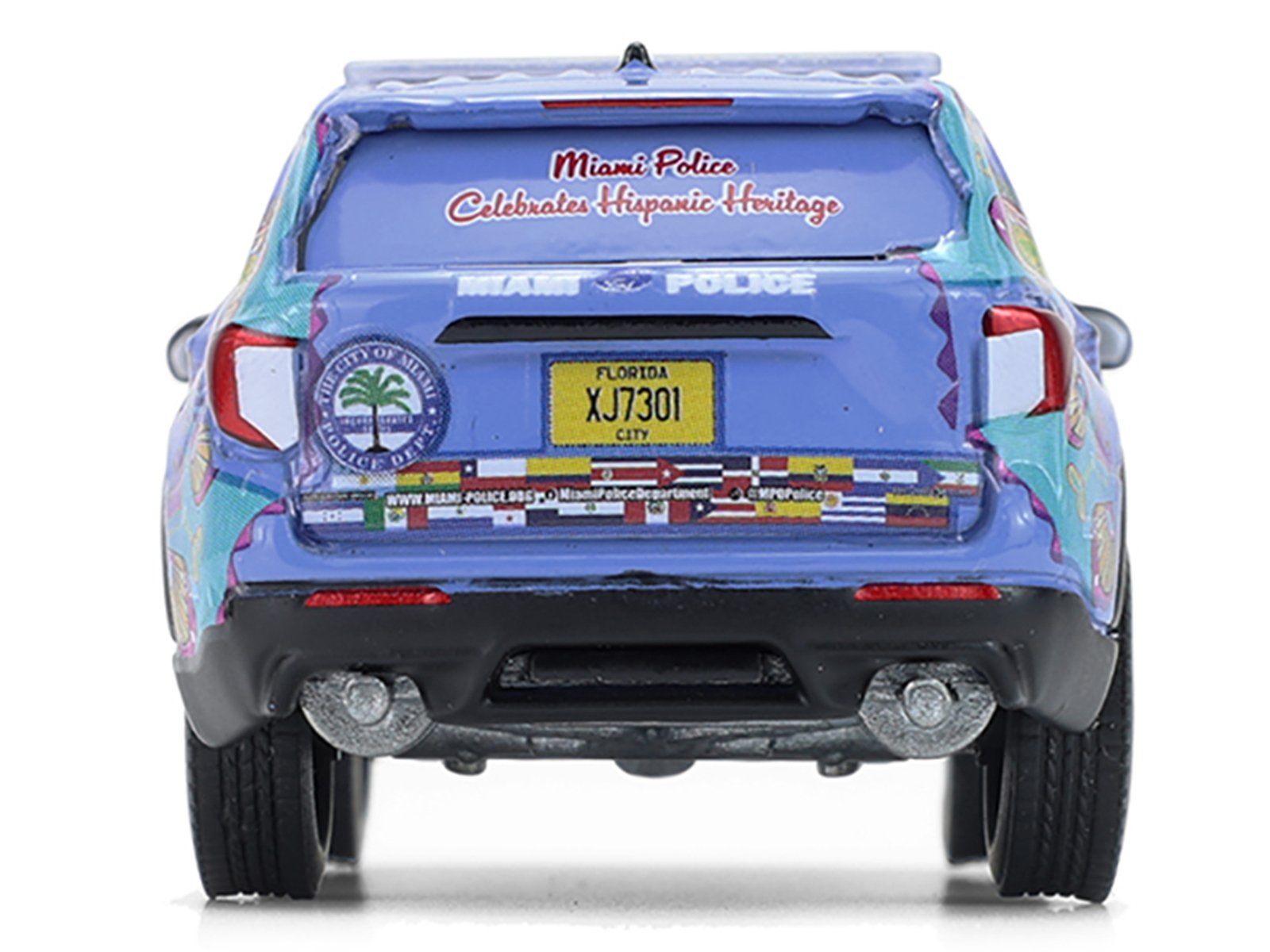 2022 Ford Police Interceptor Utility "Miami Police Department Hispanic Heritage Month" Blue with Graphics "Hobby Exclusive" Series 1/64 Diecast Model Car by Greenlight view 5