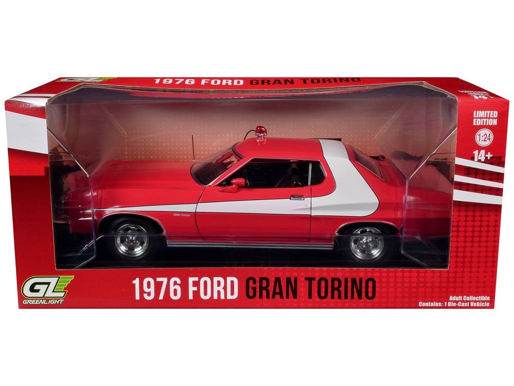 1976 Ford Gran Torino Red with White Graphics "Hollywood Greatest Hits" Series 1/24 Diecast Model Car by Greenlight view 3