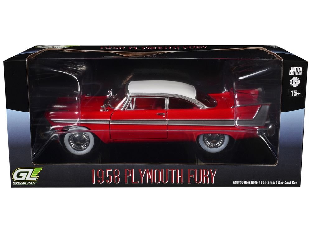1958 Plymouth Fury Red with White Top and Red Interior "Hollywood Greatest Hits" Series 1/24 Diecast Model Car by Greenlight view 3