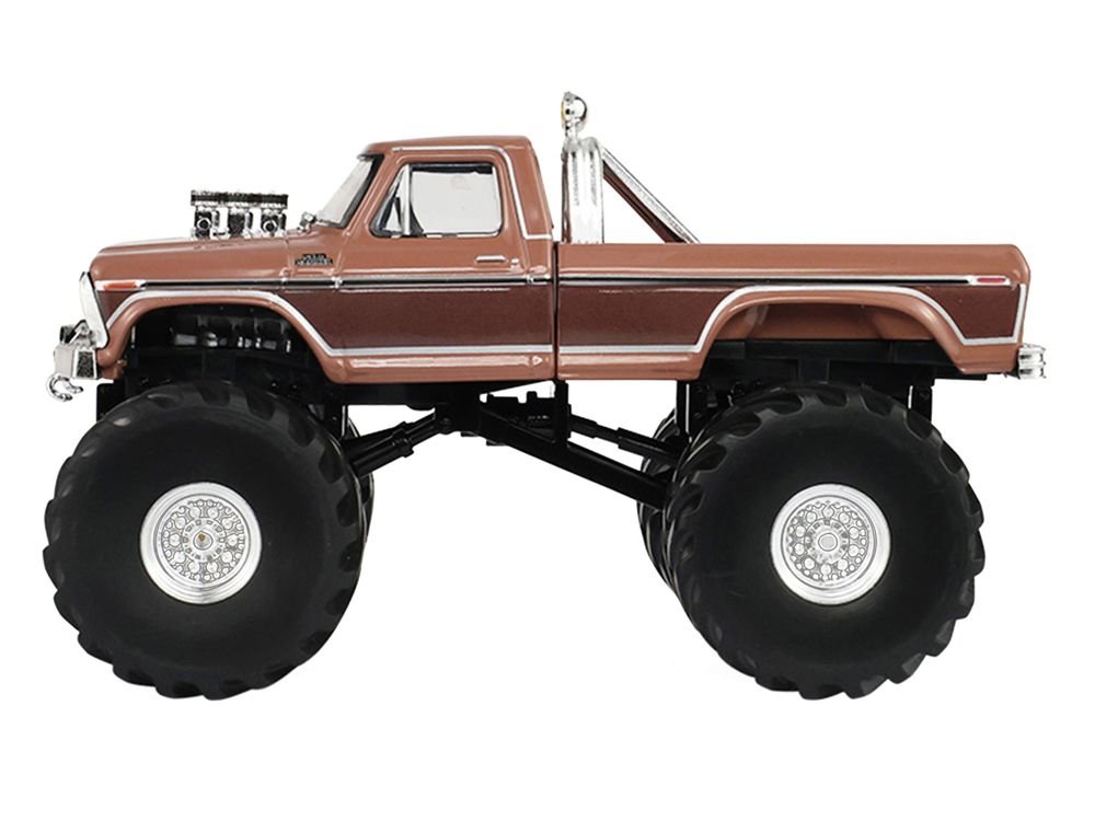 1978 Ford F-350 Monster Truck with 66-Inch Tires "BFT" Brown Two-Tone "Kings of Crunch" Series 1/43 Diecast Model Car by Greenlight view 2