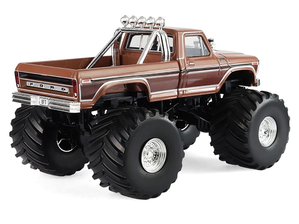 1978 Ford F-350 Monster Truck with 66-Inch Tires "BFT" Brown Two-Tone "Kings of Crunch" Series 1/43 Diecast Model Car by Greenlight view 3