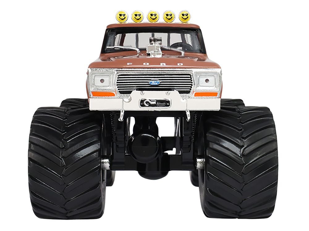 1978 Ford F-350 Monster Truck with 66-Inch Tires "BFT" Brown Two-Tone "Kings of Crunch" Series 1/43 Diecast Model Car by Greenlight view 4