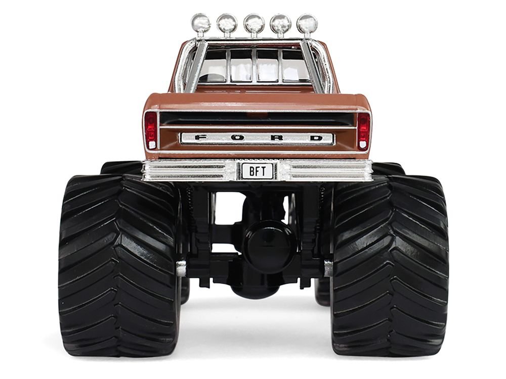 1978 Ford F-350 Monster Truck with 66-Inch Tires "BFT" Brown Two-Tone "Kings of Crunch" Series 1/43 Diecast Model Car by Greenlight view 5
