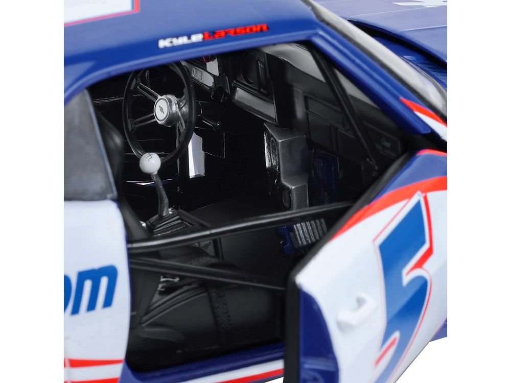1969 Chevrolet Camaro #5 Kyle Larson "Hendrick Motorsports First Win Tribute" Blue and White with Graphics 1/18 Diecast Model Car by Highway 61 view 4