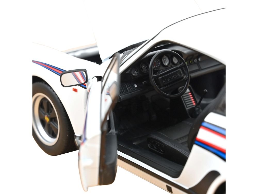 1980 Porsche 911 Turbo 3.3 White with Blue and Red Graphics 1/18 Diecast Model Car by Norev view 3