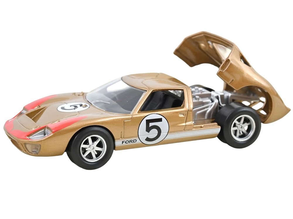 1966 Ford GT40 MKII #5 Kandy Gold Metallic with White Stripes and Red Graphics 1/43 Diecast Model Car by Norev view 3