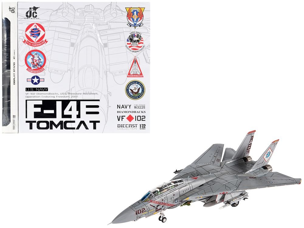 Grumman F-14B Tomcat Fighter Aircraft "VF-102 Diamondbacks Operation Enduring Freedom" (2001) United States Navy 1/72 Diecast Model by JC Wings