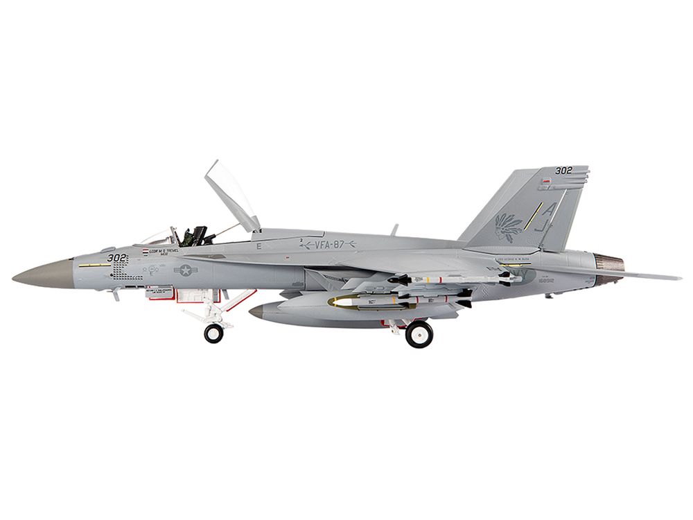 Boeing F/A-18E Super Hornet Aircraft "VFA-87 Golden Warriors USS George H. W. Bush" (2017) United States Navy 1/72 Diecast Model by JC Wings view 2