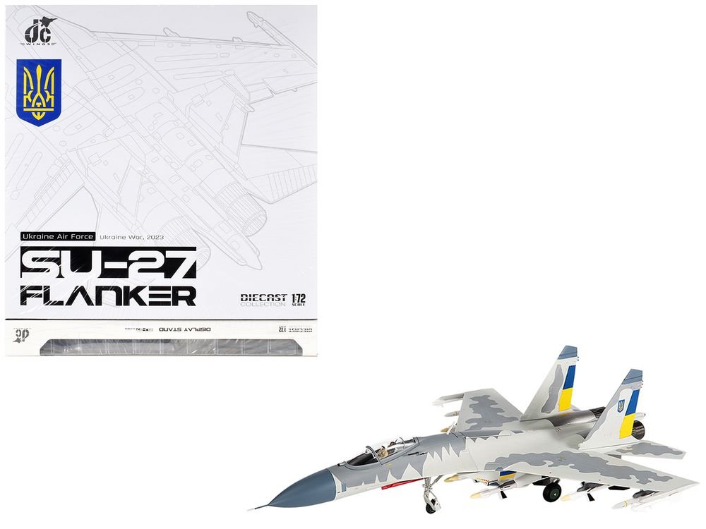 Sukhoi Su-27 Flanker Aircraft "Ukraine War" (2023) Ukrainian Air Forces 1/72 Diecast Model by JC Wings
